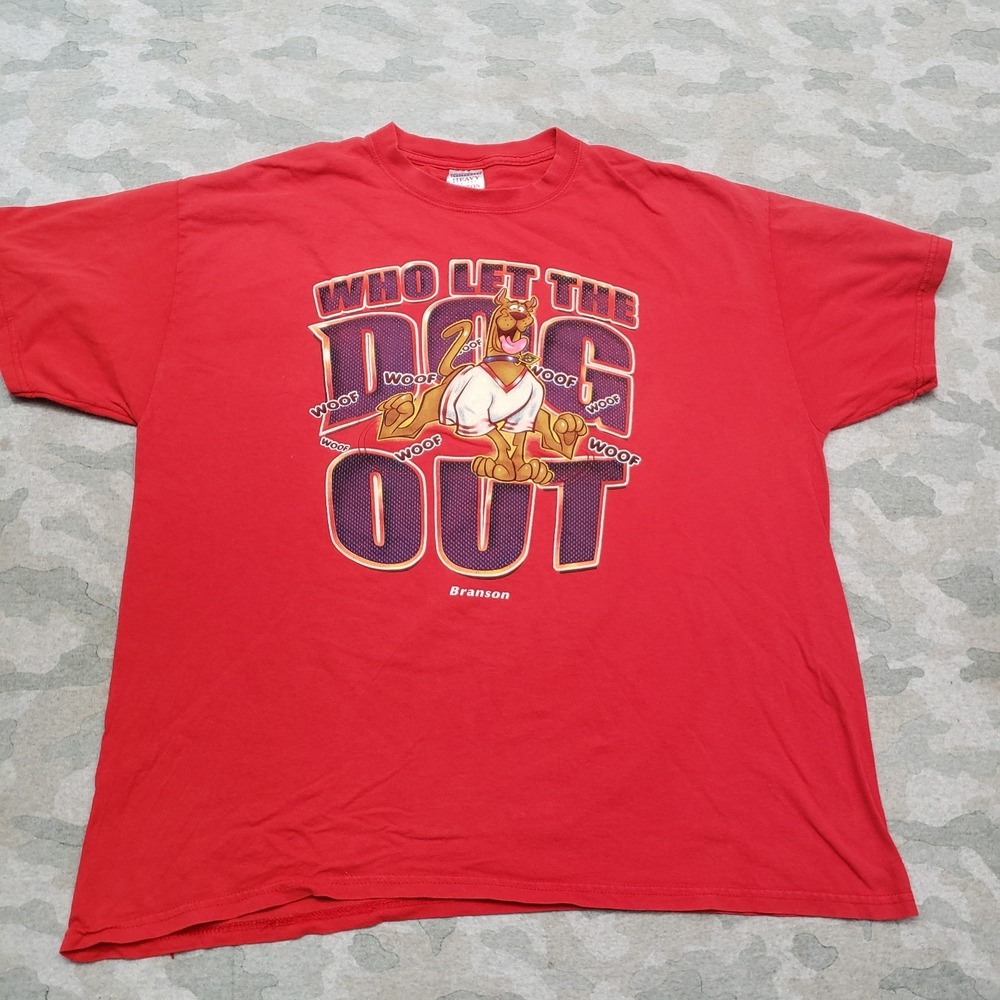 Vintage Scooby Doo Shirt Mens Red Y2K Heavyweight Short Sleeve